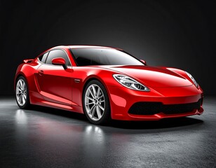 Red sports car on dark background