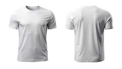 White Plain T-Shirt Front and Back View – Minimalist Apparel Mockup Isolated on Transparent Background