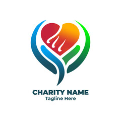 Charity and community logo for volunteer support, help foundation, giving hand vector, emotional care design, humanitarian campaign and nonprofit fundraising efforts