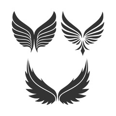 Set of black wings icons. Wings badges. 