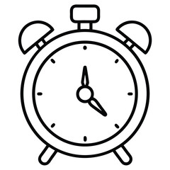 
This design features a simple, outlined alarm clock icon, suitable for representing time, reminders, or scheduling in a clean, modern style.
