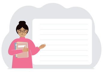 A man holds a stack of books in his hands. Knowledge or education for future work, personal improvement, reading list. Vector flat illustration