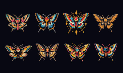 Old School Tattoo Moth , moth illustration