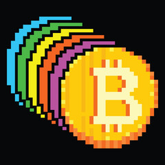 rainbow bitcoin pixel art.eps