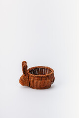 Brown bunny shaped wicker basket