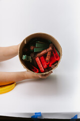 inside of a box of lincoln logs