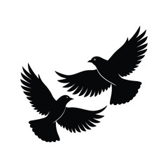2 birds flying vector silhouette