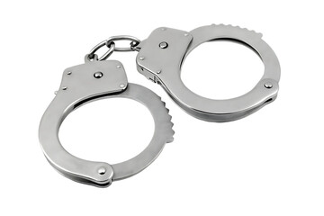 Metal handcuffs isolated on a white background png ai generated