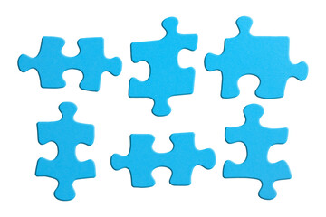 Fototapeta premium six pieces of jigsaw puzzle isolated.