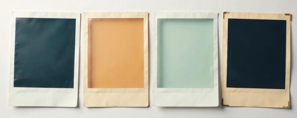 Stacked vintage and modern Polaroid frames, isolated background , element, background