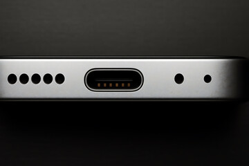 Closeup of Smartphone Bottom Edge Showing USB-C Port Speaker Grilles and Microphone Holes