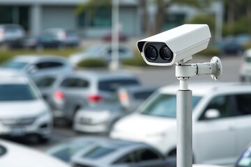 Security camera monitoring parking lot traffic surveillance