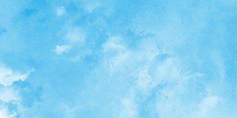 abstract beautiful sky light background with white clouds,Light blue watercolor texture background, Aquarelle paint paper textured canvas element for texture, modern and paper texture design with sky.