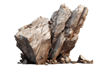 Realistic Cracked Sedimentary Rock Formation with Sharp Edges and Earth Tones Cutout– Isolated Natural Stone Cliff with Layered Texture and Erosion Detail png