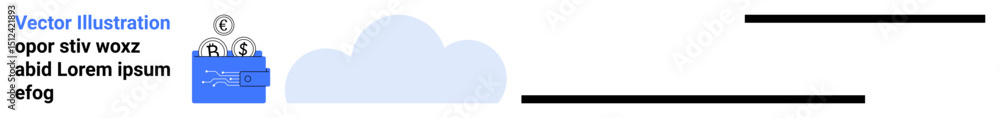 Poster briefcase with clock and document icons against a cloud shape symbolizing storage, time management, 