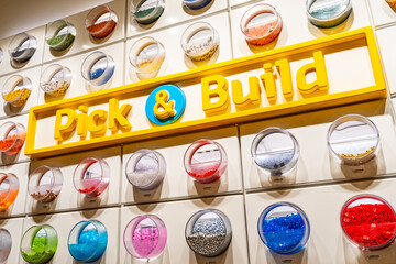 Fototapeta premium Pick And Build Section at Lego Store