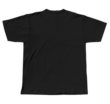 Back black shirt mockup, white background.