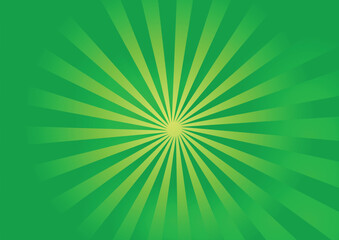 Green Sunburst Pattern Background. Rays. Radial. Summer Banner. 