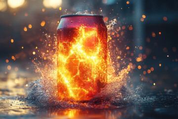 Can of fire sitting on wet floor.