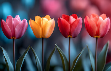 Fototapeta premium Vibrant Spring Tulips A Colorful Floral Display