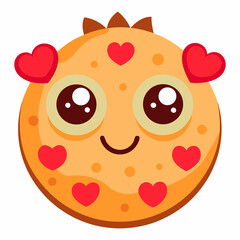 Fototapeta premium Cartoon vector illustration of a healthy pizza slice with salami and cheese