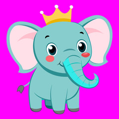 Naklejka premium Cute baby elephant and rhino cartoon illustration vector art