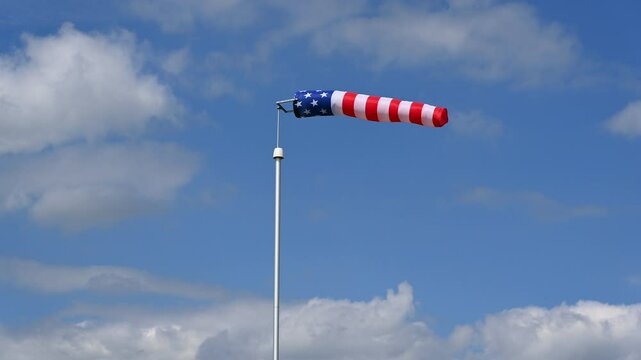 windsock in the colours of the american national flag