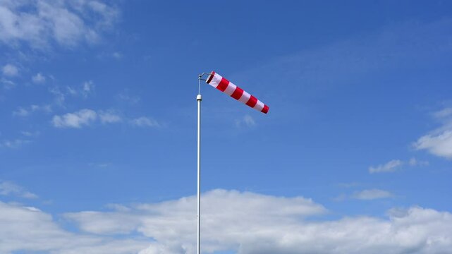 windsock in the colours red and white
