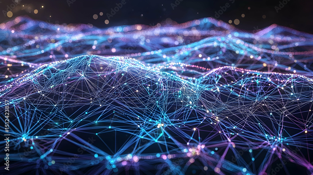 Aufkleber abstract digital network design with glowing lines and dots