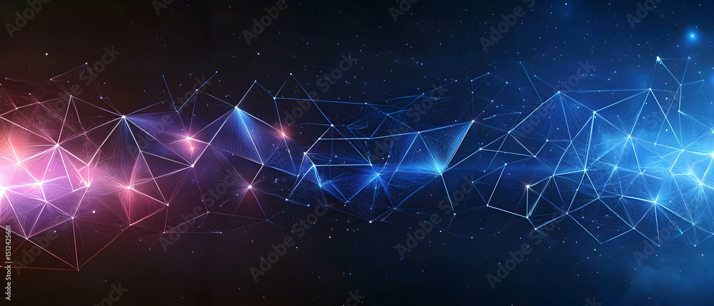 Aufkleber abstract geometric digital design with glowing lines and dots