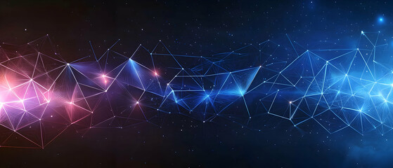 Abstract Geometric Digital Design With Glowing Lines And Dots