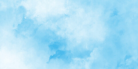abstract baby blue water colored stains or sky background, Light sky blue shades watercolor background, blue sky in grunge style blue skt white clouds simple photography.