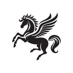 Pegasus vector silhouette clip art logo design illustration