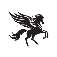 Pegasus vector silhouette clip art logo design illustration