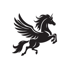 Pegasus vector silhouette clip art logo design illustration