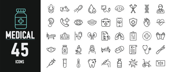 Set of Medical Icons for Healthcare and Medicine