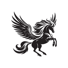 Pegasus vector silhouette clip art logo design illustration