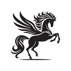 Pegasus vector silhouette clip art logo design illustration