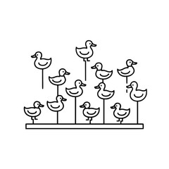 Line art duck stack game, for websites and blogs