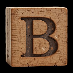 wood letter B isolated on transparent background