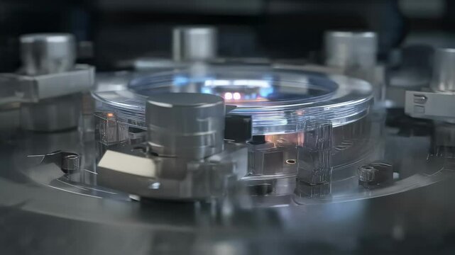 Complex optical assembly showcasing microcavities and waveguides meticulously arranged for efficient light propagation, highlighting precision engineering and advanced technological concepts