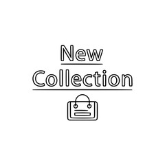 New collection announcement, simple line art, for marketing materials