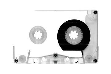 Transparent cassette tape isolated on white background png ai generated isolated on a white background