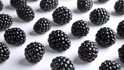 Fresh blackberries on white background