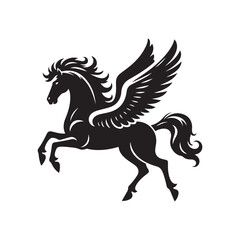 Pegasus vector silhouette clip art logo design illustration