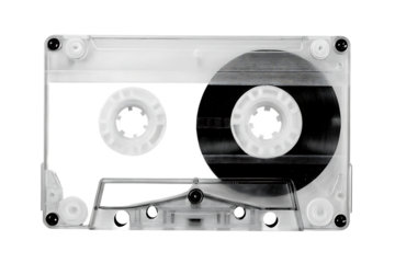 Transparent cassette tape isolated on white background png ai generated isolated on a white background