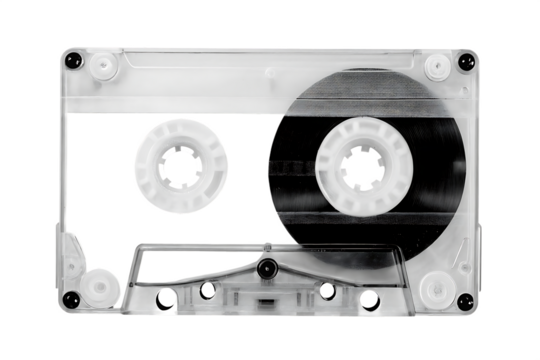 Transparent cassette tape isolated on white background png ai generated isolated on a white background
