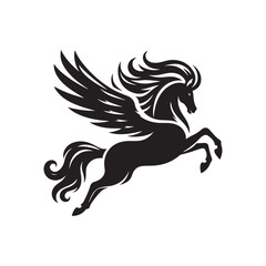 Pegasus vector silhouette clip art logo design illustration