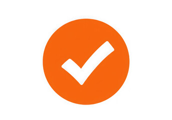 Orange circle with black check mark isolated on transparent background