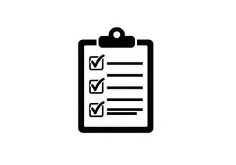 Checklist with ticks on clipboard icon isolated on transparent background